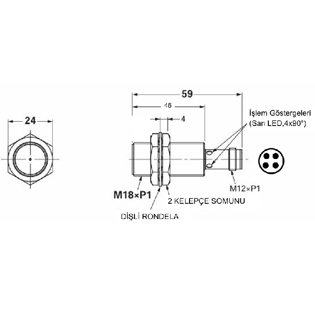 PAL18P3-8ZPC-T                      Çap:18mm/Algılama:8mm/PNP/NC/Soketli