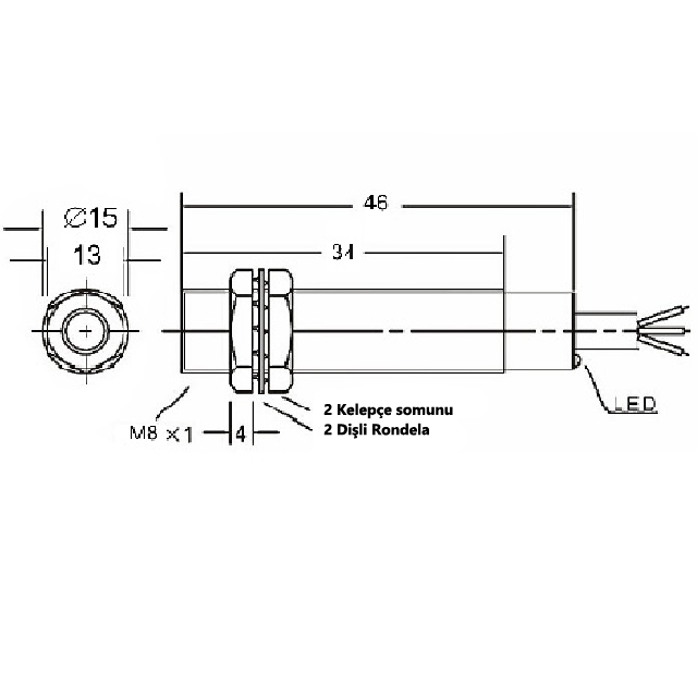 PAL8P3-2ZPO                      Çap:8mm/Algılama:2mm/PNP/NO/2Metre             Kablolu