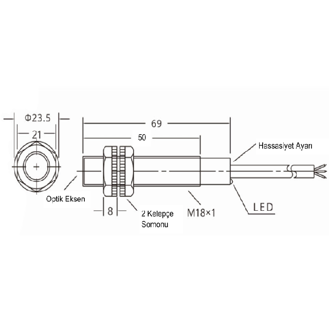 PAM18-CY40P3                                                 0...40CM/NO+NC/2 Metre                                      Kablolu