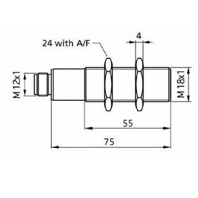 PUS-D-M18-P-100-T    Çap:18mm PASLANMAZ/0,08-1MT-Algılama/PNP/NO