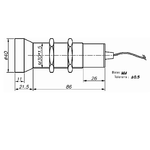 PUS-D-M30-V-500-T            Çapı:30mm PASLANMAZ/0,3-5MT-Algılama/0~10V Analog Çıkış